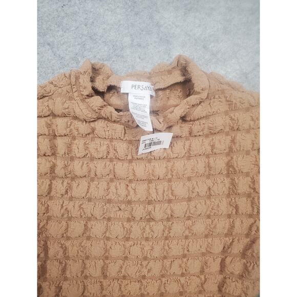 NWT Juniors Persaya S Taupe Short Sleeve Popcorn Top Super Stretchy - Picture 4 of 8